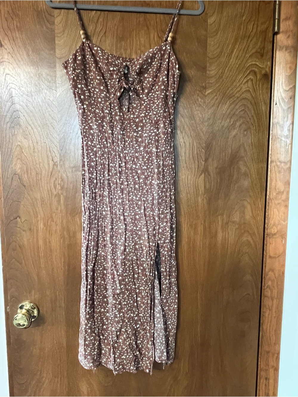 Aeropostale Brown Speckled Midi Dress with Tie Front